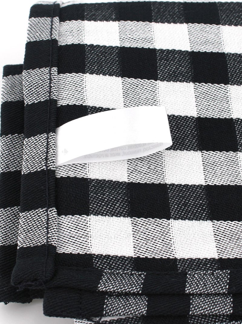 Lot de 2 torchons cuisine toile SQUARES VICHY 50x70 cm Noir Noir - Kiabi