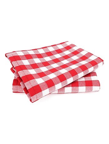 Lot de 2 torchons cuisine toile SQUARES VICHY 50x70 cm
