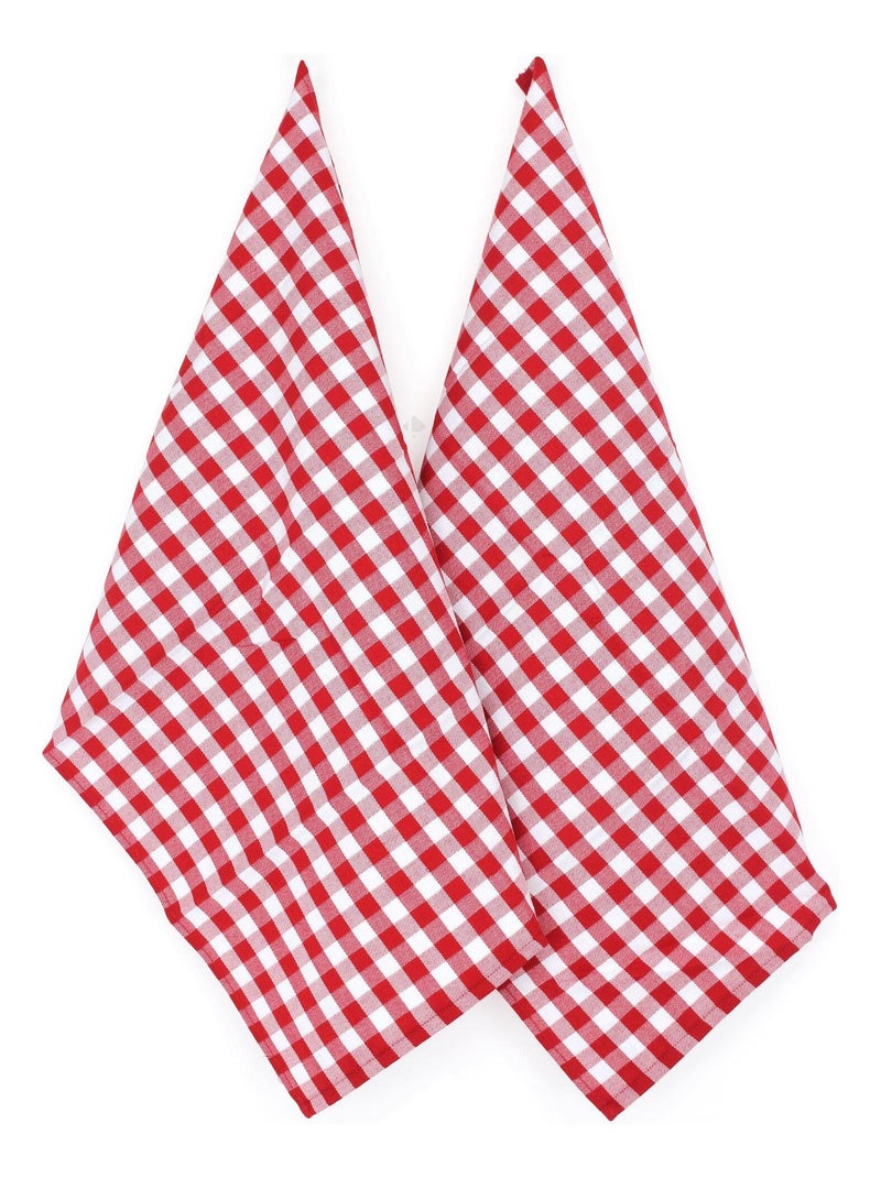 Lot de 2 torchons cuisine toile SQUARES VICHY 50x70 cm Rouge - Kiabi