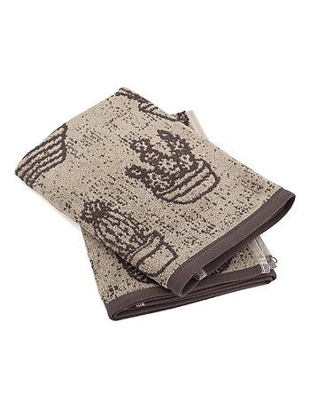 Lot de 2 torchons de cuisine éponge coton CACTUS 50x50 cm