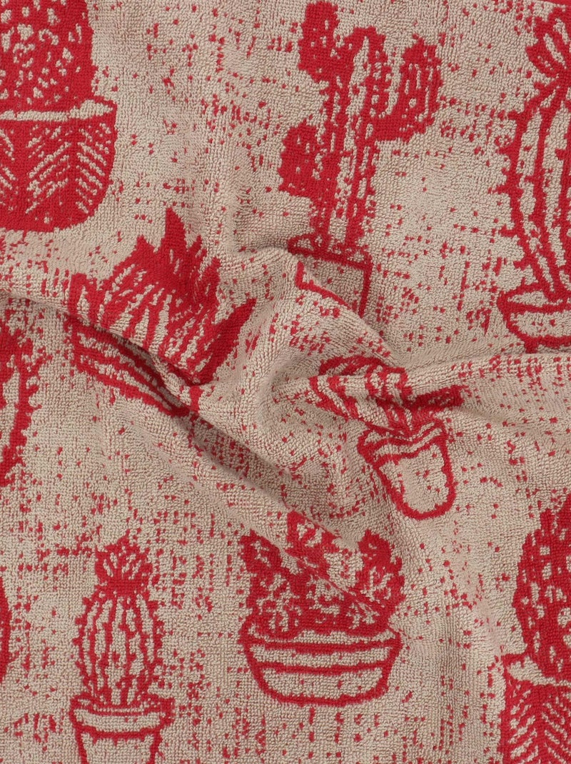 Lot de 2 torchons de cuisine éponge coton CACTUS 50x50 cm Rouge - Kiabi