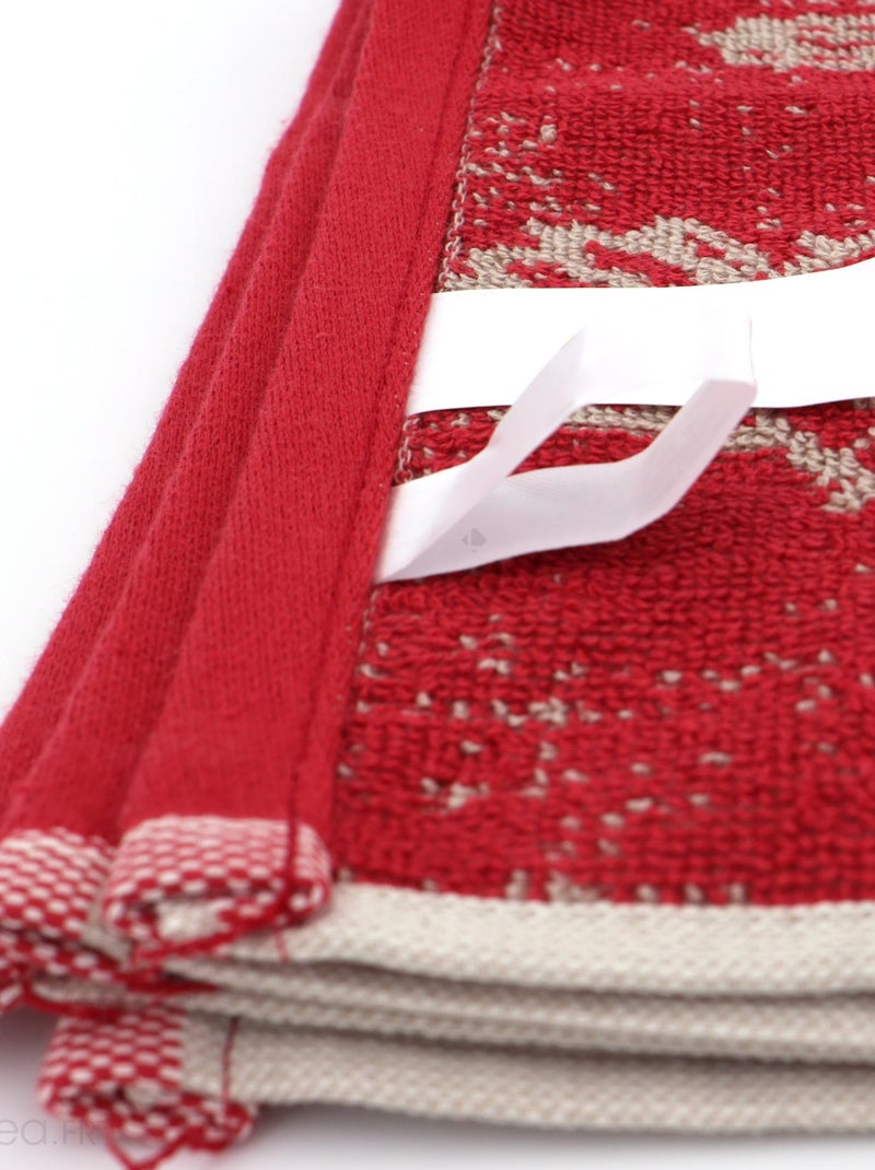 Lot de 2 torchons de cuisine éponge coton CACTUS 50x50 cm Rouge - Kiabi