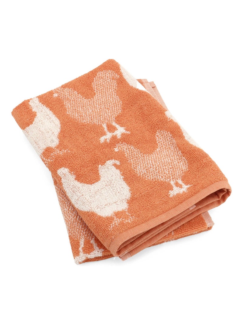 Lot de 2 torchons de cuisine éponge coton CHICKEN 50x50 cm Orange - Kiabi