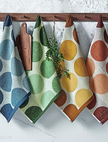 Lot de 2 torchons de cuisine éponge coton GLOBUS 50x50 cm