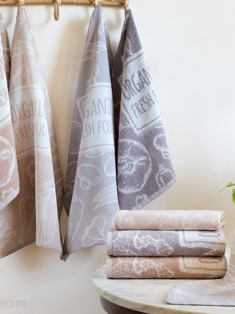 Lot de 2 torchons de cuisine éponge coton ORGANIC 50x50 cm Gris - Kiabi