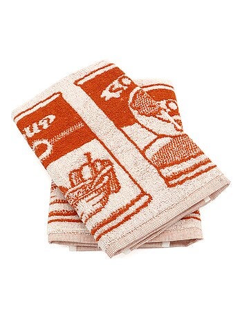 Lot de 2 torchons de cuisine éponge coton SOUP 50x50 cm