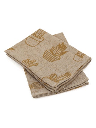 Lot de 2 torchons de cuisine toile coton CACTUS 50x70 cm