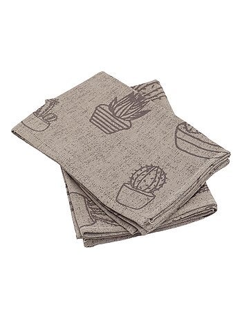 Lot de 2 torchons de cuisine toile coton CACTUS 50x70 cm