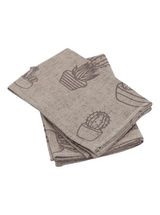 Lot de 2 torchons de cuisine toile coton CACTUS 50x70 cm