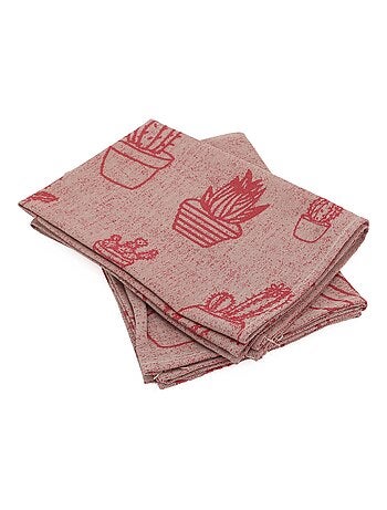 Lot de 2 torchons de cuisine toile coton CACTUS 50x70 cm