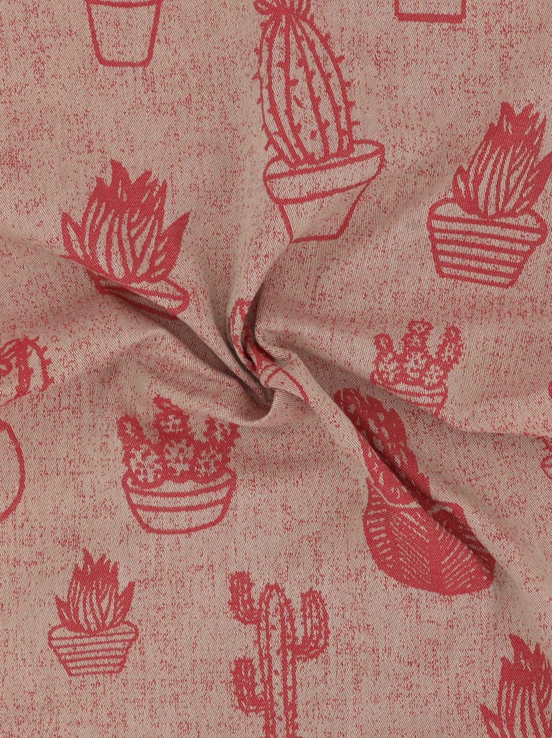 Lot de 2 torchons de cuisine toile coton CACTUS 50x70 cm Rouge - Kiabi