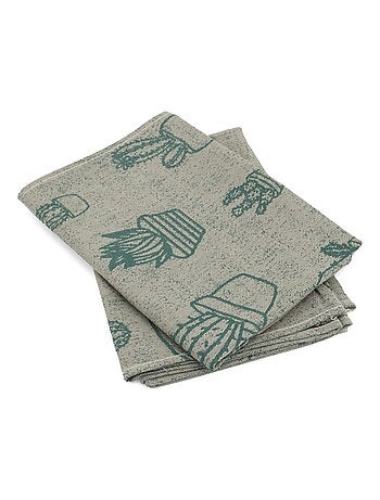 Lot de 2 torchons de cuisine toile coton CACTUS 50x70 cm