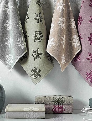 Lot de 2 torchons de cuisine toile coton ICE 50x70 cm