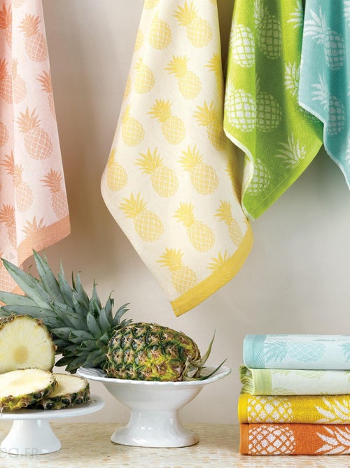 Lot de 2 torchons de cuisine toile coton PINEAPPLE 50x70 cm - Kiabi