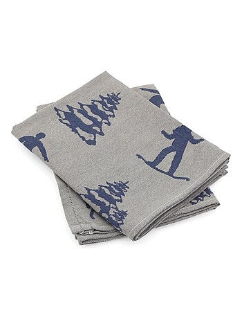 Lot de 2 torchons de cuisine toile coton SKI 50x70 cm