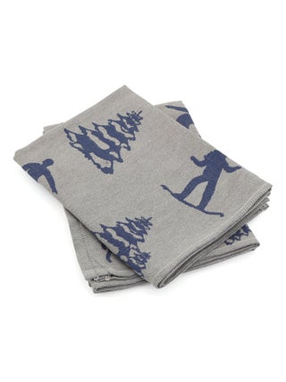 Lot de 2 torchons de cuisine toile coton SKI 50x70 cm