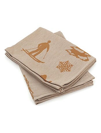 Lot de 2 torchons de cuisine toile coton SKI 50x70 cm