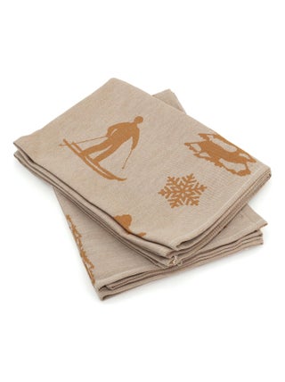 Lot de 2 torchons de cuisine toile coton SKI 50x70 cm