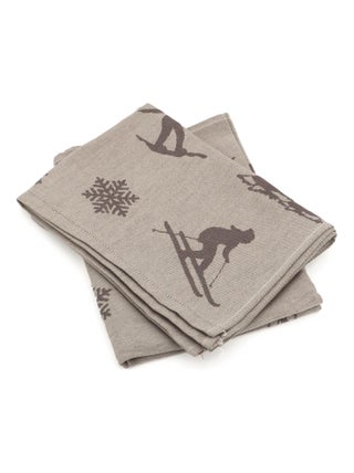 Lot de 2 torchons de cuisine toile coton SKI 50x70 cm