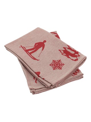 Lot de 2 torchons de cuisine toile coton SKI 50x70 cm