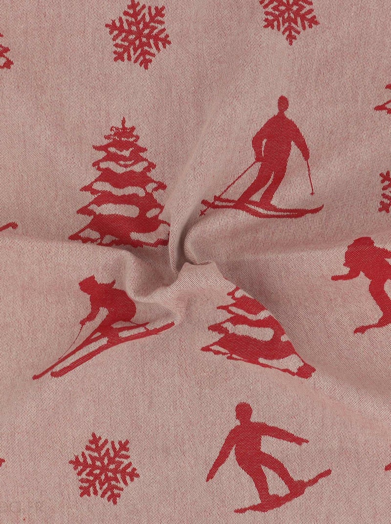Lot de 2 torchons de cuisine toile coton SKI 50x70 cm Rouge - Kiabi