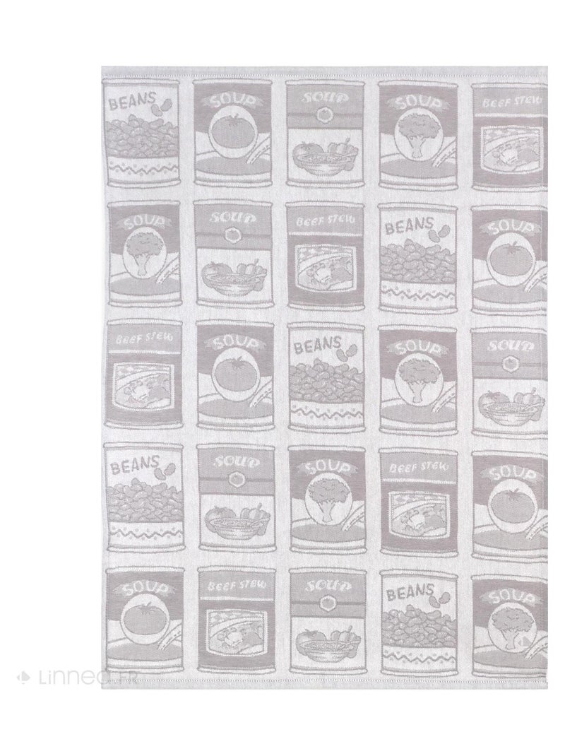 Lot de 2 torchons de cuisine toile coton SOUP 50x70 cm Gris - Kiabi
