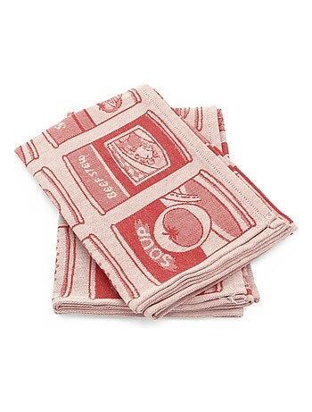 Lot de 2 torchons de cuisine toile coton SOUP 50x70 cm