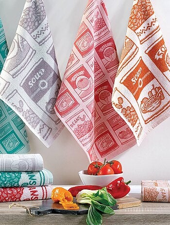 Lot de 2 torchons de cuisine toile coton SOUP 50x70 cm
