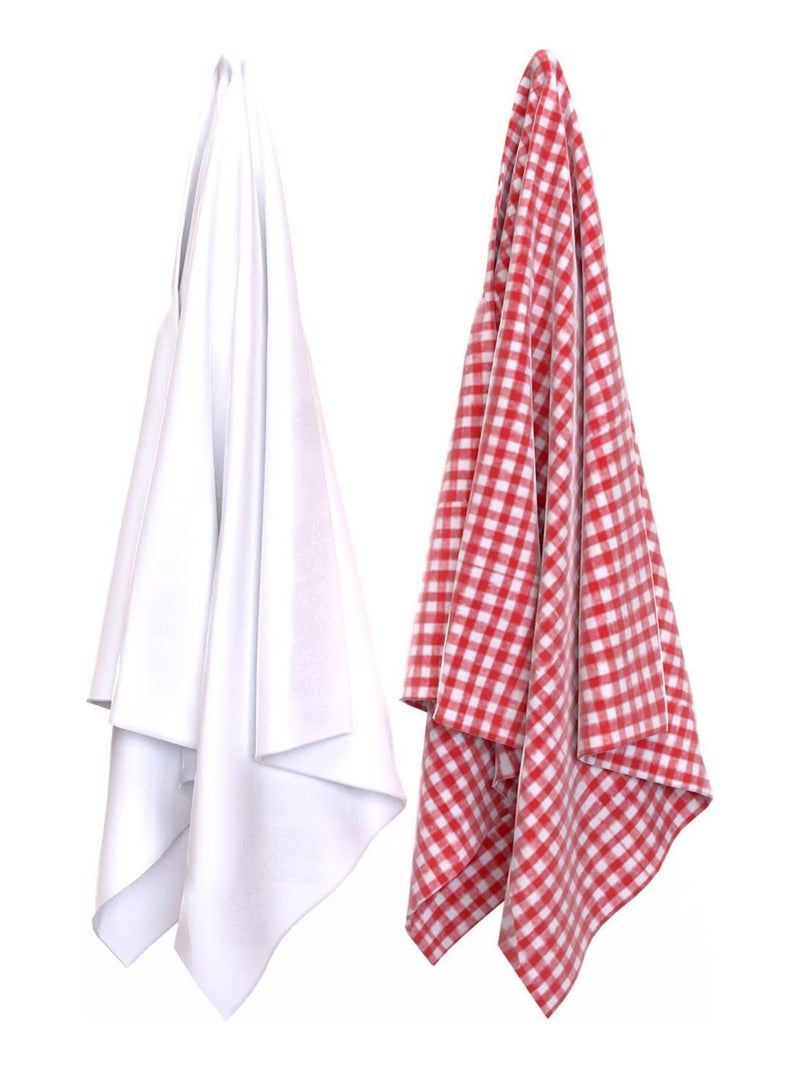 Lot de 2 torchons en coton 50x70 cm VICHY, par Soleil d'Ocre Rouge - Kiabi