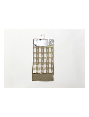 Lot de 2 torchons en coton COEUR taupe, jacquard 50x70 cm
