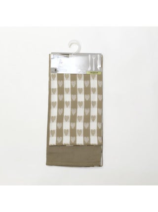 Lot de 2 torchons en coton COEUR taupe, jacquard 50x70 cm