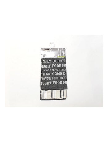 Lot de 2 torchons en coton FOOD gris, jacquard 50x70 cm