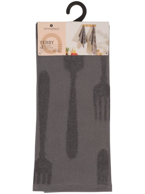 Lot de 2 torchons en coton TERRY - Kiabi