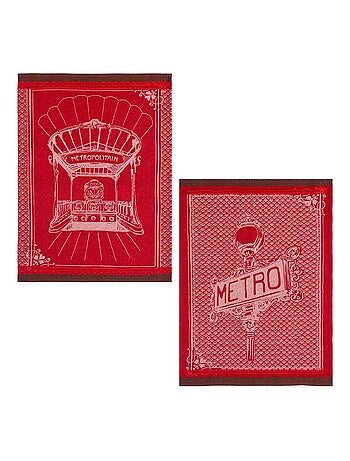 Lot de 2 torchons en jacquard de coton, MÉTRO