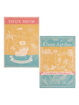 Lot de 2 torchons en jacquard de coton, RHUM