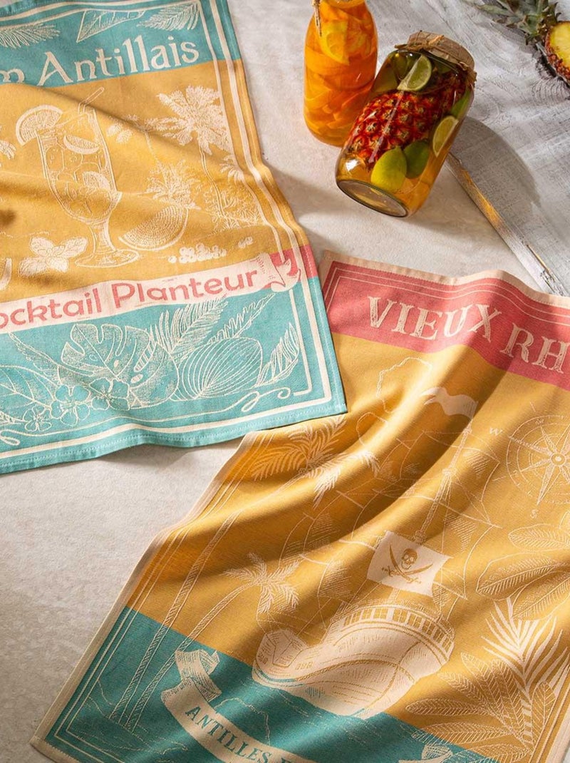 Lot de 2 torchons en jacquard de coton, RHUM Multicolore - Kiabi