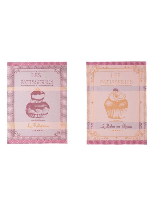 Lot de 2 torchons en jacquard pur coton, DÉLICES SUCRÉS - Kiabi