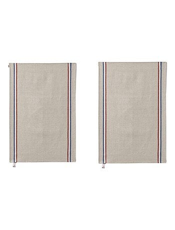Lot de 2 torchons en pur lin, TRICOLORE