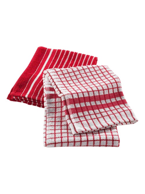 Lot de 2 torchons eponge 50 x 70 cm Classico rouge - Kiabi Lot de 2 torchons eponge 50 x 70 cm Classico rouge - Kiabi