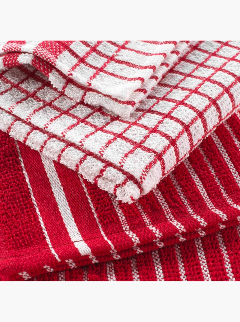 Lot de 2 torchons eponge 50 x 70 cm Classico rouge Rouge - Kiabi