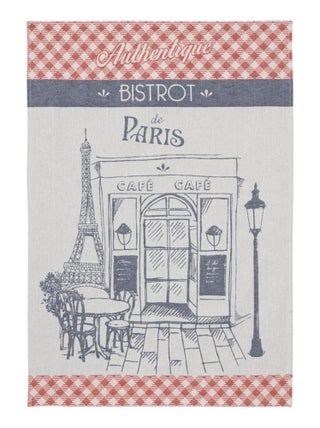 Lot de 2 torchons imprimés en coton, AUTHENTIQUE BISTROT
