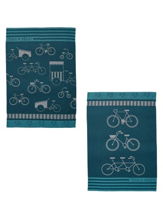 Lot de 2 torchons imprimés en jacquard de coton, VELOS