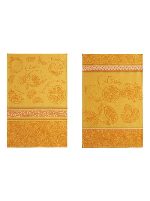 Lot de 2 torchons jacquard pur coton, LES AGRUMES - Kiabi