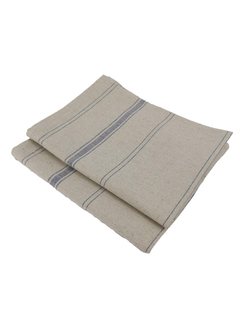 Lot de 2 torchons métis lin-coton naturel BRASSERIE Bleu - Kiabi