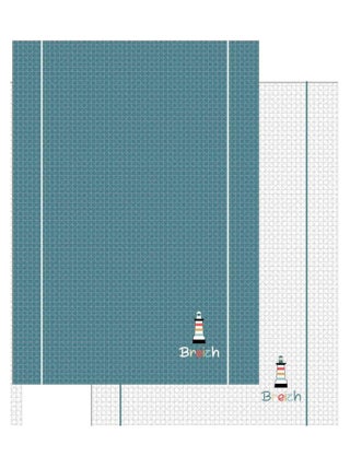 Lot de 2 torchons nid d abeille 50 x 70 cm Phare breizh bretagne