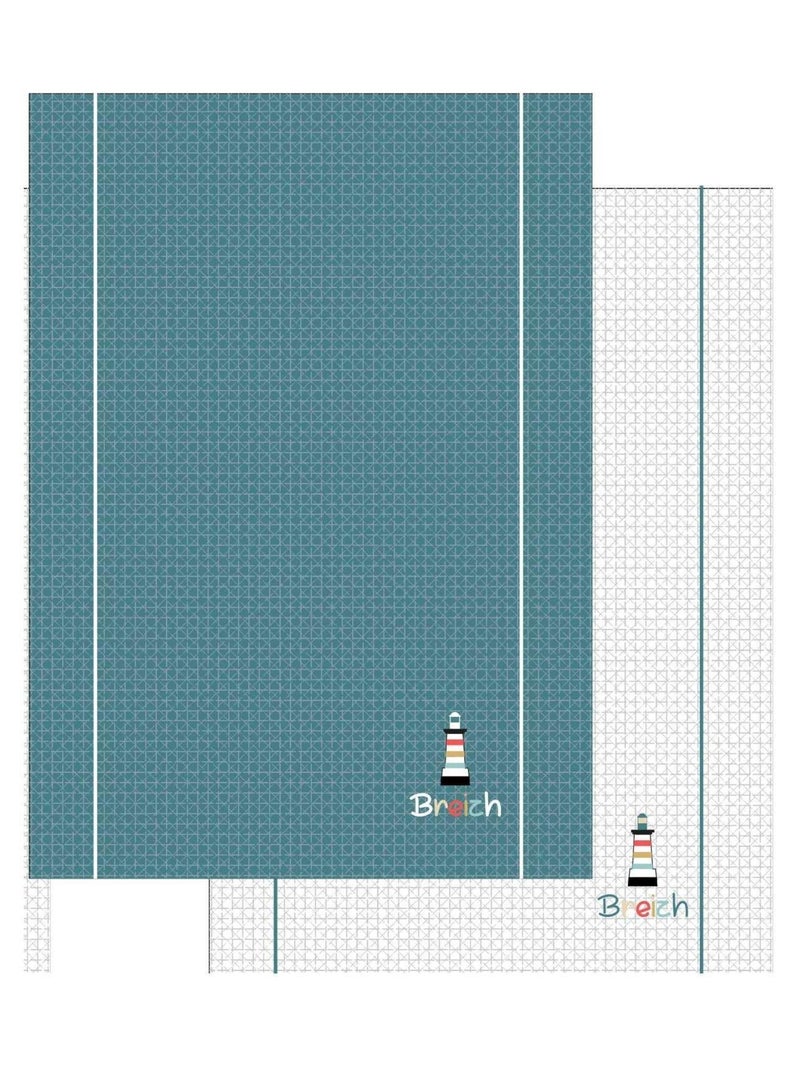 Lot de 2 torchons nid d abeille 50 x 70 cm Phare breizh bretagne Multicolore - Kiabi