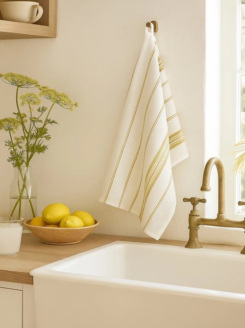 Lot de 2 Torchons rayé – Absorbant et décoratif - Kiabi