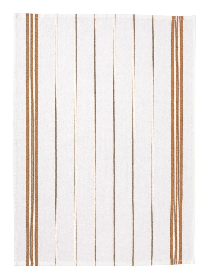 Lot de 2 torchons rayé terracotta 50 x 70 cm  Coton  Absorbant et décoratif Marron - Kiabi