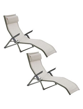 Lot de 2 transats en aluminium et texaline DECIMA