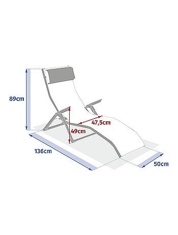 Lot de 2 transats en aluminium et texaline DECIMA